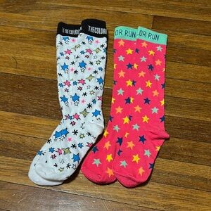 The Color Run Star Patterned Socks, Two Pair, OSFM